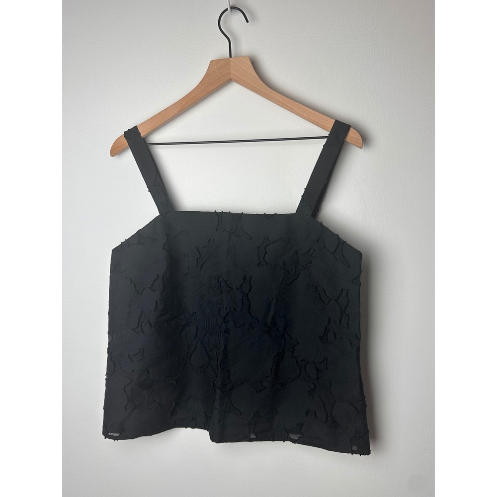 Banana Republic Black Floral Tank Top Sleeveless‎ Square Neck - Size M